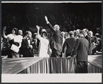 Lady Bird Johnson and Lyndon Johnson [center] in the 1964 stage event Salute to the President