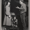 Constance Ford, Arthur Kennedy [standing] and James Dean [in cage] in the stage production See the Jaguar