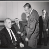 Ed Begley, William Harrigan, Gene Raymond and Leon Janney in rehearsal for the stage production A Shadow of My Enemy
