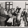 Morton DaCosta, Christopher Hewett, Gloria LeRoy, Denny Martin Flinn, Kevin Daly, James E. Rogers, Peter Sansone and unidentified others in rehearsal for the stage production Show Me Where the Good Times Are