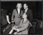 Hildegarde Neff, Don Ameche and Cole Porter in rehearsal for the stage production Silk Stockings