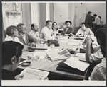 Gretchen Wyler, Jack Gilford, Hector Elizondo, George C. Scott, Trish Van Devere, Bob Dishy, Arthur Penn and unidentified others in rehearsal for the stage production Sly Fox