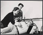 Trish Van Devere, Bob Dishy and George C. Scott in rehearsal for the stage production Sly Fox
