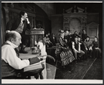 Howland Chamberlain [far left], George C. Scott [second from left], Gretchen Wyler [center in striped dress], Hector Elizondo [seated fourth from right], Jack Gilford [next to Elizondo], Bob Dishy, Trish Van Devere and unidentified others in the stage production Sly Fox