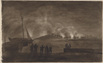 Sketch of the burning of the houses on Dorchester Neck, by our troops who went & returned upon the ice. 14 January, 1776