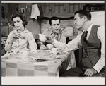 Maureen O'Sullivan, Walter McGinn and Chester Morris in the stage production The Subject Was Roses 