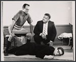 David Brooks, Dean Dittman and Stephen Strimpell in rehearsal for the stage production The Sunday Man