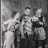 Esther Benson [left], Ray Brown [center foreground], Arthur Russell [right] and unidentified [center background] in the stage production Sweeney Todd, the Demon Barber of Fleet Street