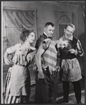 Esther Benson [left], Ray Brown [center foreground], Arthur Russell [right] and unidentified [center background] in the stage production Sweeney Todd, the Demon Barber of Fleet Street