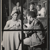 Billie Allen [seated left at table], Anita Cipriani [standing in background], Godfrey Cambridge [seated right at table], Bill Gunn [wearing white top behind counter] and unidentified [middleground wearing fur coat] in the stage production Take a Giant Step
