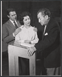 Donald Harron, Risa Schwartz and Jack Pearl in rehearsal for the stage production The Tenth Man