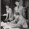Allyn Ann McLerie [left], Arthur Kennedy [seated] and unidentified [standing in center] in the stage production Time Limit!