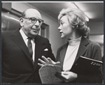 Cedric Hardwicke and Glynis Johns in rehearsal for the stage production Too True to Be Good 