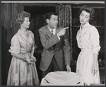 Johnny Carson, Marsha Hunt and unidentified in the stage production Tunnel of Love