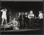 Alix Elias, Bruce Glover, George S. Irving, Philip Bruns, David Kossoff and Patricia Englund in the stage production Two Weeks Somewhere Else