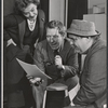 Marjorie Barkentin, Burgess Meredith and Zero Mostel in rehearsal for the 1958 Off-Broadway production of Ulysses in Nighttown