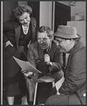 Marjorie Barkentin, Burgess Meredith and Zero Mostel in rehearsal for the 1958 Off-Broadway production of Ulysses in Nighttown