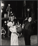 David Ogden Stiers [upper left by barrel], Zero Mostel [at right] and ensemble in the 1974 Broadway production of Ulysses in Nighttown