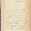 Letter to Prosper M[ontgomery] Wetmore