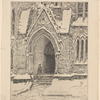 Church doorway, snow.