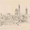 New York skyline, light buildings.