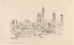New York skyline, light buildings.