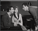 Anthony Franciosa, Geraldine Page and playwright Bertrand Castelli in rehearsal for the stage production The Umbrella