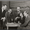 Gig Young, Lawrence Roman, Joseph Anthony, Sandra Church and Frederick Brisson in rehearsal for the stage production Under the Yum-Yum Tree