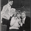 Bob Cummings, Arlene Golonka and Gary Pillar in rehearsal for the stage production The Wayward Stork
