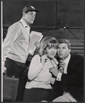 Bob Cummings, Arlene Golonka and Gary Pillar in rehearsal for the stage production The Wayward Stork