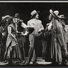 Carmen Alvarez, Mike Kellin, Robert Preston [center] and unidentified others in the stage production We Take the Town