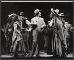 Carmen Alvarez, Mike Kellin, Robert Preston [center] and unidentified others in the stage production We Take the Town