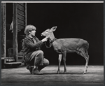 Steve Sanders and animal actor [fawn] in the stage production of The Yearling
