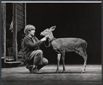 Steve Sanders and animal actor [fawn] in the stage production The Yearling