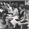 Herschel Bernardi, John Cunningham [center] and unidentified others in rehearsal for the stage production Zorba