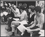 Herschel Bernardi, John Cunningham [center] and unidentified others in rehearsal for the stage production Zorba