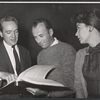 Richard Kiley (center) and unidentified people during rehearsal for the stage production Advise and Consent
