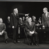 Ed Begley (pointing) and cast in the stage production Advise and Consent
