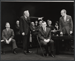 Ed Begley (pointing) and cast in the stage production Advise and Consent