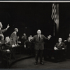 Ed Begley (center), Judson Laire (sitting at desk), and cast in the stage production Advise and Consent