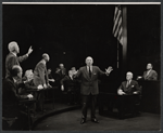 Ed Begley (center), Judson Laire (sitting at desk), and cast in the stage production Advise and Consent