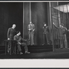 James Daly, Dino Fazio, Dolph Sweet [in cage] and unidentified others in the stage production The Advocate