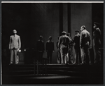 James Daly [far left], Dino Fazio [right] and unidentified others in the stage production The Advocate