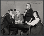 John Karlen, John Sharp, Marjorie Rhodes, and Hazel Douglas in the stage production All in Good Time