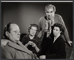 John Sharp, Marjorie Rhodes, Donald Wolfit, and Hazel Douglas in the stage production All in Good Time