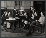 Eileen Heckart (center) with cast and production crew in rehearsal for the stage production And Things That Go Bump in the Night