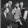 Robert Wright, George Forrest [seated], Lillian Gish, George Abbott, Constance Towers and unidentified in rehearsal for the stage production Anya