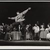 Jack Dabdoub [standing third from right], Constance Towers [seated second from right], Irra Petina [seated at right] and ensemble in the stage production Anya
