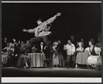 Jack Dabdoub [standing third from right], Constance Towers [seated second from right], Irra Petina [seated at right] and ensemble in the stage production Anya