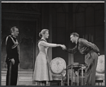 Maurice Evans, Signe Hasso, and unidentified actor in the stage production The Apple Cart